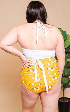 two piece bikini swimsuit Bad Habit, Reversible Bikinis, Solid Yellow, Yellow Floral, Final Sale, Floral Print, High Rise, Floral Prints, Hand Wash