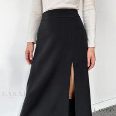 Lasaky - Fashion-Forward Long Skirt with High-Rise Hem Elegant Split Skirt With Lining, Elegant Split Lined Skirt, Elegant Split Maxi Skirt With Lined Detail, Elegant Split Maxi Skirt With Lining, Chic Non-stretch Split Skirt, Formal Wear Women, Silk Wrap Dresses, Long Skirts For Women, Half Skirt