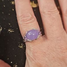 Note - This Is A Died Lanedar Jade Stone In A 14k White Gold Setting With Diamonds And 2 Amethyst Stones. Size 8 - 8.5 Beautiful Ring, Excellent Condition, Wye Catching! Had A Gemologist / Appraiser Authenticate The Gems And Value. Stamped 14k White Gold Amethyst Stones, White Gold Set, Jade Stone, Beautiful Ring, Amethyst Stone, Womens Jewelry Rings, Beautiful Rings, Diamond Ring, Jade