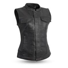 Motorcycle Leather Vest, Sheepskin Vest, Women Leather Vest, Riding Vest, Access Panels, Motorcycle Vest, Biker Vest, Style Vest, Black Motorcycle