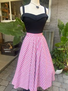 Really cute 1950s home sewn full Circle skirt. Has a really cute storybook Hansel & Gretel with the sweetest print on a cotton fabric. Red stripes on a white ground with green and blue tiny flowers. Waist measures 25" And the skirt length measures 31". Has a metal zip and red buttons no tags as is it is homemade. Good vintage condition. Top is available in other listings. Free shipping within US thanks! 1950s Home, Hansel Gretel, Full Circle Skirt, Fabric Red, Full Circle Skirts, Red Button, Tiny Flowers, Novelty Print, Full Circle