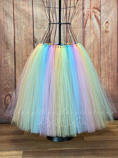 a multicolored tulle skirt on a mannequin