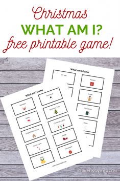 christmas game with the text, what am i? free printable game