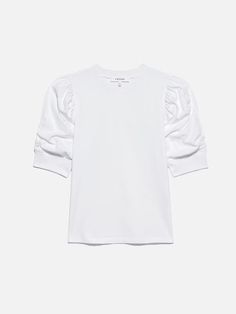 Frankie Tee in Blanc – FRAME Trendy Puff Sleeve T-shirt For Fall, Casual Puff Sleeve T-shirt For Fall, Trendy Relaxed Fit Puff Sleeve Top For Work, Casual Puff Sleeve Top With Stretch For Work, Casual Stretch Puff Sleeve Top For Work, Relaxed Fit Puff Sleeve Top For Spring Workwear, Classic Cotton Puff Sleeve Top For Work, Relaxed Fit Puff Sleeve Top For Everyday Spring Wear, Casual Cotton Puff Sleeve Top For Work