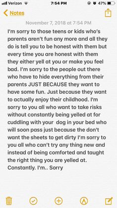 a text message from someone on their phone that reads, i'm sorry to these teens or kids who's parents aren't