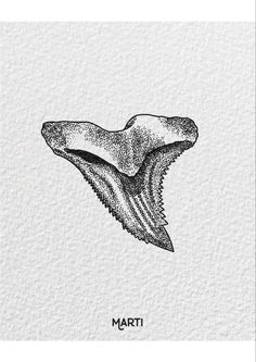 a black and white drawing of a whale's mouth with the words marti on it