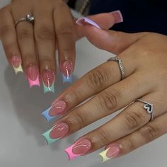 24 Pieces Press On Nails Color May Vary Due To Lighting Size One Size Condition New Comes With Mini Nail File And Glue Adhesive Strips Nail Vibes, Spring Acrylic Nails, Edgy Nails, Summery Nails, French Tip Acrylic Nails, Cute Acrylic Nail Designs, Acrylic Nails Coffin Short, Summer Acrylic Nails