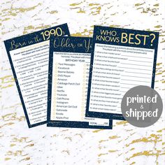 two blue and gold printable wedding games