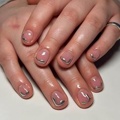 151 Cute Short Nail Designs - Ak Pal Kitchen Gel Chrome Nails, Short French Nails, Metallic Nails Design, Builder Gel Nails, Molten Metal, London Nails