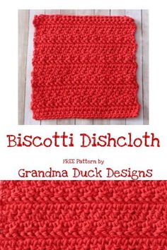 a crocheted dishcloth with the words biscotti dishcloth written on it