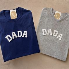 Our Dada Tshirt makes the perfect gift to all the dads out there for any occasions - Father's Day Gift, pregnancy announcements, dad's birthdays, Christmas gift for dad and more! - Please note: these shirts are not sold as a set! They need to be purchased individually. - These letters are iron-on patched and is heat pressed, not embroidered. Rest assured, they won't fall off. - All our shirts run a unisex fit. They are naturally oversized, so we highly recommend choosing your actual size! Size d Pregnancy Announcement For Husband, Dada Shirt, New Dad Gifts, First Time Dad Gifts, First Time Dad, Pregnancy Announcements, Christmas Gift For Dad, Dad Gifts, Gifts For New Dads