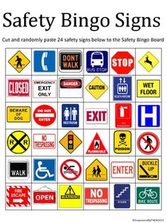 an image of various safety signs on the cover of a magazine or brochure