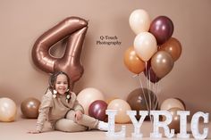 Shades of brown balloons for a birthday girl’s 4th birthday photo shoot. 4 Year Birthday Photoshoot Ideas, Toddler Girl Birthday Photoshooting Ideas, 4 Year Birthday Photoshoot, 4th Birthday Photoshoot Ideas, 4th Birthday Photoshoot, Toddler Birthday Photoshoot, 4th Birthday Pictures, Photoshoot Studio Ideas, Touch Photography