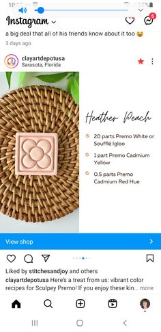 the instagram page on instagram com shows an image of a woven basket with a flower