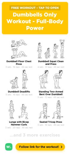 an exercise poster with instructions to do dumbbells