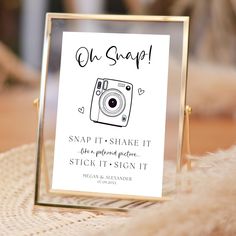 a sign that says, oh snap snap it share it like a professional photo sticker