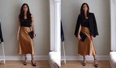 Circle Skirt Tutorial, Satin Slip Skirt, Midi Skirt Outfit, Dress Alterations