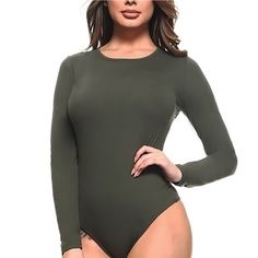 New Yelete Hunter Green Bodysuit Size Small Long Sleeve With Sexy Keyhole Back Material Is Buttery Soft And Has Comfortable Stretch 90% Polyester 10% Spandex Bundle With Other Items For Discount Or Bundle And Make An Offer Olive Green Bodysuit, Open Back Bodysuit, Beige Bodysuit, Green Bodysuit, Red Bodysuit, Lady Style, Bodysuit Top, Knit Bodysuit, Soft Leggings