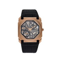 Bvlgari Octo Finissimo Skeleton Rose Gold  Men's Watch 102946 Luxury Rose Gold Watch Accessories With Skeleton Dial, Luxury Rose Gold Skeleton Dial Watch, Luxury Gold Chronograph Watch With Skeleton Dial, Skeleton Rose, Bvlgari Watch Serpenti, Rose Goldea Bvlgari, Bvlgari Watch, Octo Finissimo, Mens Rose Gold Watch