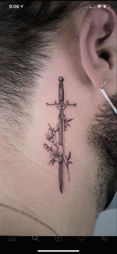 Eagles Tattoo, Simple Neck Tattoos, Small Neck Tattoos, 16 Tattoo, Side Neck Tattoo, Simple Tattoos For Guys, Sharpie Tattoos, Neck Tattoo For Guys, Dagger Tattoo