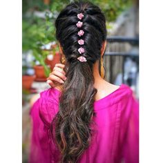 Hairstyles For Reception, Simple Hairstyle For Saree, Hairstyle Indian, Pony Hairstyles, Hair Style Vedio