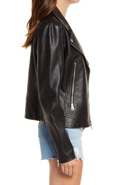 You can't help but swagger when you're wearing a faux-leather moto jacket with unmistakable urban edge, but shiver you won't, thanks to the insulated lining. 22" length (size Medium) Asymmetrical front zip closure Long sleeves Front zip pockets Lined, with 100% polyester fill 100% polyurethane Machine wash, tumble dry Imported Women's Clothing Levi's Biker Jacket With Zipper For Spring, Edgy Spring Biker Jacket With Zipper Closure, Levi's Leather Jacket With Zipper For Fall, Levi's Long Sleeve Leather Jacket For Spring, Levi's Leather Jacket For Fall, Moto Leather Jacket With Asymmetrical Zip For Spring, Casual Levi's Leather Jacket With Zipper, Levi's Biker Outerwear With Zipper Closure, Levi's Fitted Biker Jacket With Zipper