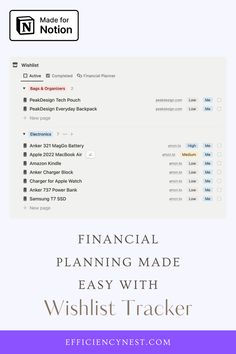 the financial planning made easy with wishlist tracker on flickstreet for noter