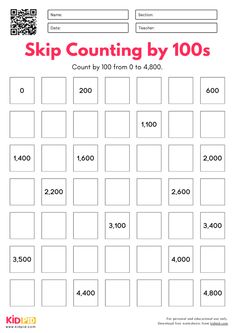 a printable worksheet for counting by 100s