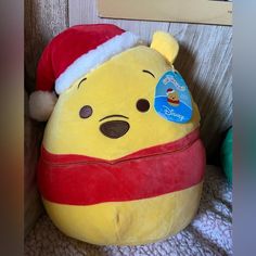 WINNIE THE POOH 12” BNWT Christmas squishmallow Disney Squishmallows, Squishmallow Christmas, Christmas Winnie The Pooh, Disney Addict, Christmas List, Stuffed Animals, Vera Bradley, Winnie The Pooh