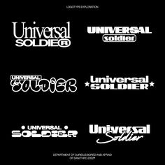 four different types of logos for universal soldier, universal soldier and universal soldier studios are shown