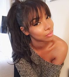 Ponytail With Wispy Bangs, Instant Hairstyles, Bob With Bangs 2023, Wispy Bangs Black Women, Girl Updo, Bangs Haircut, 2024 Hairstyles, Fall Hairstyles