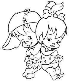 Pebbles And Bam Bam, Pola Sulam, Kids Coloring, Digi Stamps