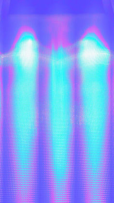 an abstract image of three lights in the middle of a room with blue and pink lighting