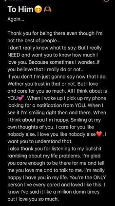 the text is written to someone on their phone, and it looks like they are in love