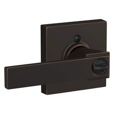 an image of a door handle with a knob on the left hand side and a dark brown finish