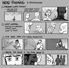 the storyboard for head framing is shown in black and white