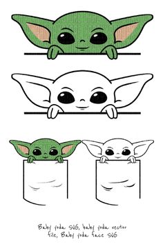 the baby yoda is peeking out from behind two folded paper bags with eyes and ears