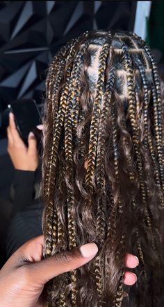 Knowles’s Braids With Highlights, Highlights In Braids, Boho Braids Honey Blonde, Boho Braids Light Brown, Black And Brown Boho Braids, Boho Braids With Highlights, Brown Braids With Blonde Highlights, Honey Blonde Boho Braids