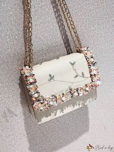 Bird in Bag - Square Bag with Flower and Faux Pearl Decoration Pearl Decorations, Diy Supplies, Bird In Bag, Bag Bag, Square Bag, Faux Pearl, Free Gifts, Square, Plants