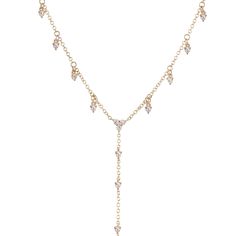 14kt gold whisper diamond drip lariat necklace on adjustable 16 - 18 inch chain *total diamond weight: .40ct Luna Skye, Engagement Necklaces, Double Band Rings, Choker Pendant, Coin Earrings, Bridal Engagement Rings, Pearl Collection, Bridal Bands, Diamond Rings Bands