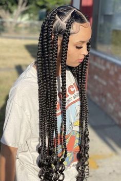 Pin by Z33 on BadGaal in 2022 | Box braids hairstyles for black women, Quick braided hairstyles, Girls hairstyles braids Knotless Braids Ideas, Jumbo Knotless, Braids Ideas, Big Box Braids Hairstyles, Jumbo Box Braids, Feed In Braids Hairstyles, Box Braids Hairstyles For Black Women, Cute Braided Hairstyles, Braided Cornrow Hairstyles