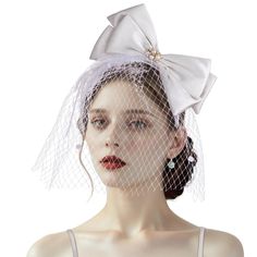 PRICES MAY VARY. 【Excellent Material women's fascinators】This fascinator hat is adorned with a classy large satin bow adorned with feathers, dots veil, pearls, and rhinestones, adding a touch of elegance and femininity to your outfit. 【Womens Derby Hat Design】This kentucky derby dress hats is light weight, skin-friendly and purely 100% handmade, The main material of the oversized bow is satin, soft and smooth, the satin material makes this bow very glossy and classy. The hair hoop is wrapped in Cocktail Hats For Women, Bonnie And Clyde Costume, Kentucky Derby Attire, Womens Hats Fashion, Kentucky Derby Dress, Derby Attire, Floral Fascinators, Wedding Tea Party, Derby Fashion