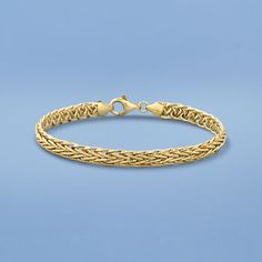 Ross-Simons - 18kt Yellow Gold Wheat-Link Bracelet. 7". Essential for every jewelry collection, this traditional wheat-link bracelet is leveled to sit flush with the wrist. The rich 18kt gold links gleam brilliantly for any occasion. Lobster clasp, 18kt yellow gold wheat-link bracelet. Formal Yellow Gold Jewelry With Wheat Chain, Formal Yellow Gold Wheat Chain Jewelry, Classic Gold Bracelet With Wheat Chain, Formal Gold Bracelet With Wheat Chain, Classic Gold Wheat Chain Bracelet, Classic Gold Chain Bracelet With Wheat Chain, Yellow Gold Bracelets With Wheat Chain As A Gift, Elegant Yellow Gold Wheat Chain Bracelet, Classic Gold Bracelets With Wheat Chain