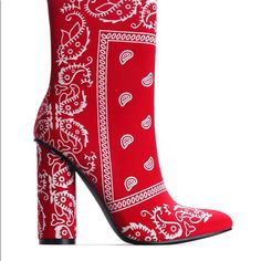 Mid Calf Boots With Stacked Block Heel With Side Zipper,Red Print Red Casual Boots With Block Heel, Trendy Red Boots With Square Toe, Trendy Red Square Toe Boots, Trendy Red Ankle-high Heeled Boots, Trendy Red Heeled Boots With Block Heel, Trendy Red Block Heel Boots, Trendy Red Boots With Block Heel, High Heeled Ankle Boots, Expensive Outfits