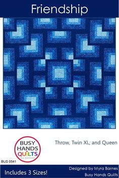 a blue book cover with an image of a square pattern and the words, friendship