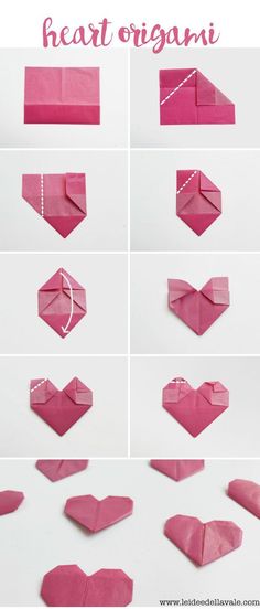 how to make origami hearts out of paper - step by step instructions for valentine's day