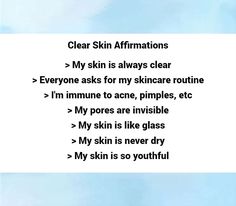 Use these affirmations to manifest clear skin (I do not guarantee results) Manifest Clear Skin, Clear Skin Affirmations, Skin Affirmations, Mirror Affirmations, My Skin, Beautiful Skin, Clear Skin, Skincare Routine, Astrology