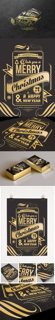 some type of black and gold business card with the name merry christmas on it,