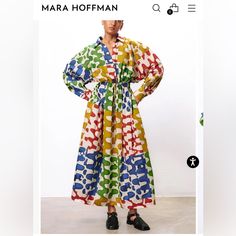 Nwt Mara Hoffman Colleen Dress, Size Xxs. Narrow Waist But Oversized Fit (I Usually Wear An Xs Or S In Mara Hoffman And This Fits Me Nicely.) Never Worn But One Button Missing And Small Mark On Sleeve (See Photos). This Dress Is On Sale Now On The Website For $425. Make An Offer! Narrow Waist, Mara Hoffman, Red Yellow, On Sale, Maxi Dress, Womens Dresses, Yellow, Women Shopping, Dresses