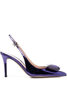 Purple Heels With Buckle Closure For Formal Occasion, Luxury Purple Pointed Toe Heels, Chic Purple Slingback Pumps For Formal Occasions, Chic Purple Slingback Pumps For Formal Events, Chic Purple Heels For Gala, Elegant Purple Slingback Heels, Purple Slingback Pumps With Ankle Strap, Purple Ankle Strap Slingback Pumps With Heel Strap, Purple Pointed Toe Heels For Gala